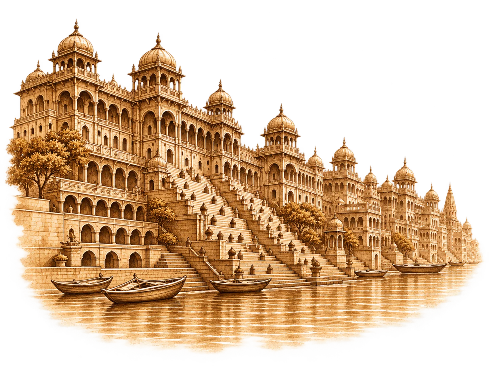 Historic Indian riverside palace and ghats